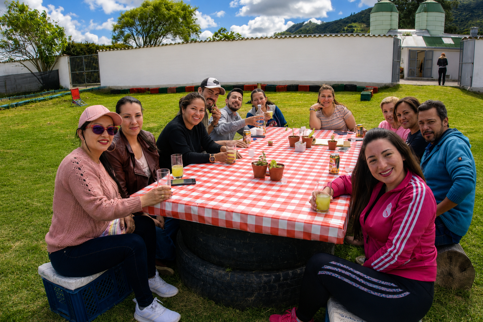 Celebración familiar con mesas en Casa Tibaná